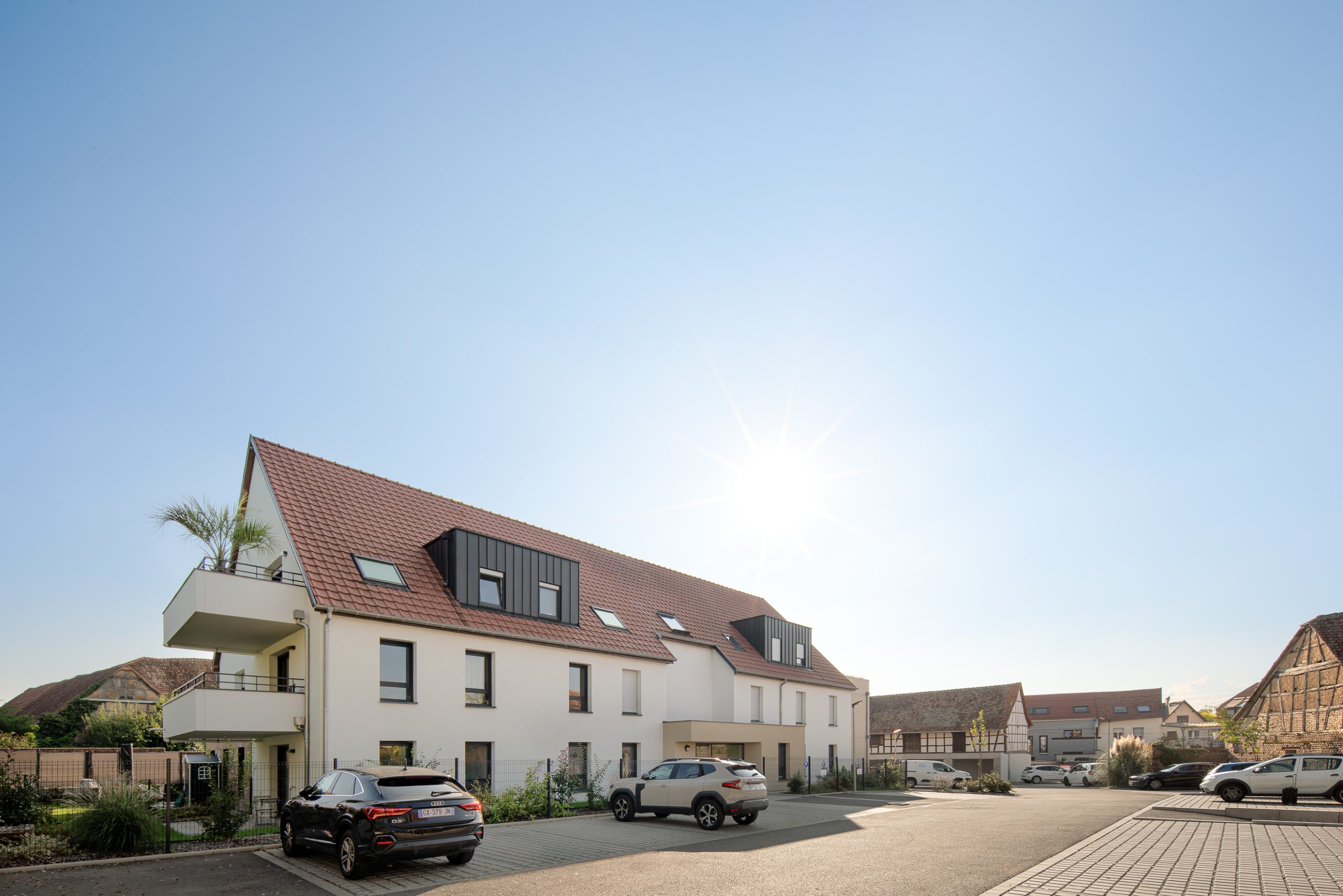 cour interieure logements contemporains alsace